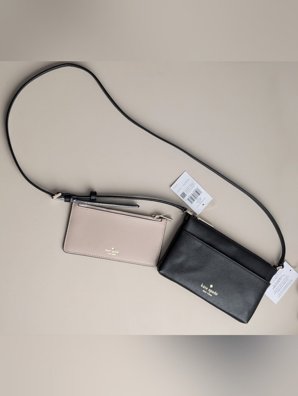 NWT Kate Spade Sadie Saffiano Leather Crossbody Set + Pouch Black